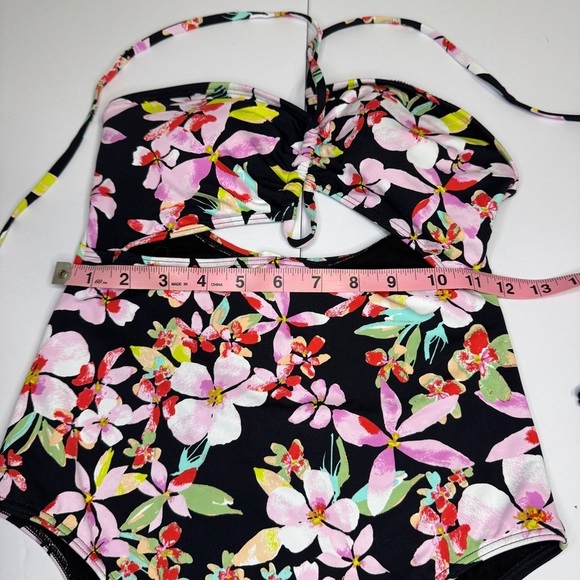 ROXY One Piece Swimsuit Size S Floral Cutout Halter NWT - Picture 3 of 8
